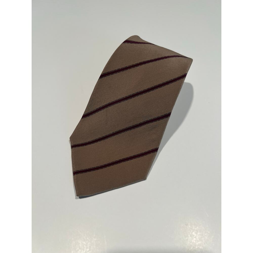 Vintage Vitaliano Pancaldi Men's Silk Bespoke Necktie Brown Maroon Stripes JL